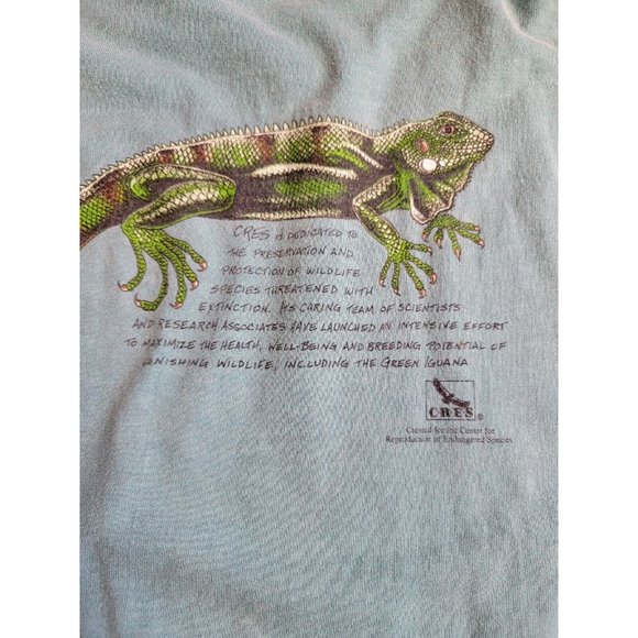 VINTAGE T-Shirt Green 1993 Single Stitch Ken Drewke Iguana Tee Harlequin Nature - Picture 9 of 9